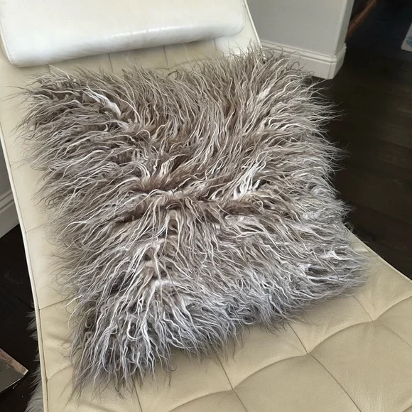 Pottery Barn faux fur pillow & insert - Picture 1 of 16